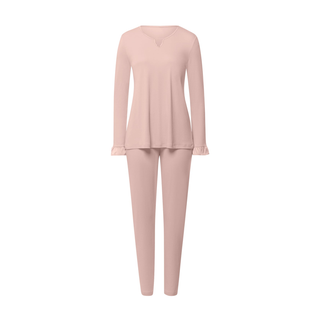 pink pajama set on white background